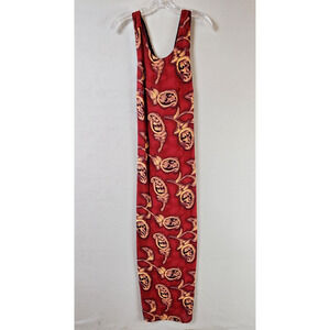 Carol Little Sleeveless Maxi Dress Women Size 8 Rayon Red Botanical Print
